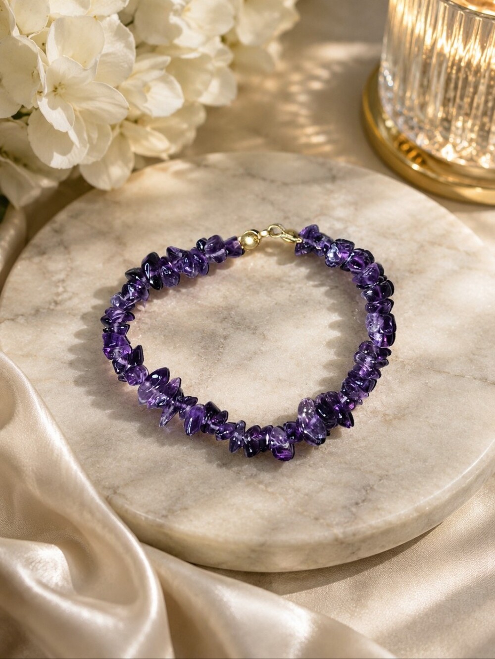 Amethyst Chip Bracelet - Purple Gemstone